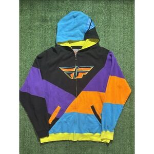 Y2K Fly Racing Multicolor Full Zip Hoodie Men's Size XL
